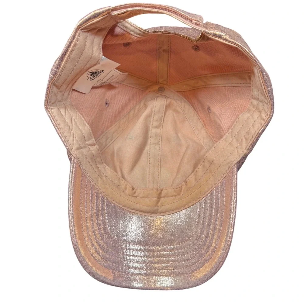 Disney Baseball Cap Rose Gold Metallic Mickey Mouse Sequin Hat